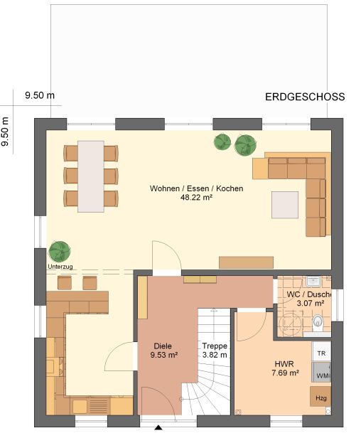 Kowalski Haus Megan 150 Grundriss - Erdgeschoss alternativ