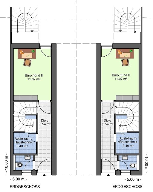 Kowalski Haus Stadtreihenhaus mit Einliegerwohnung und Durchfahrt Grundriss Erdgeschoss